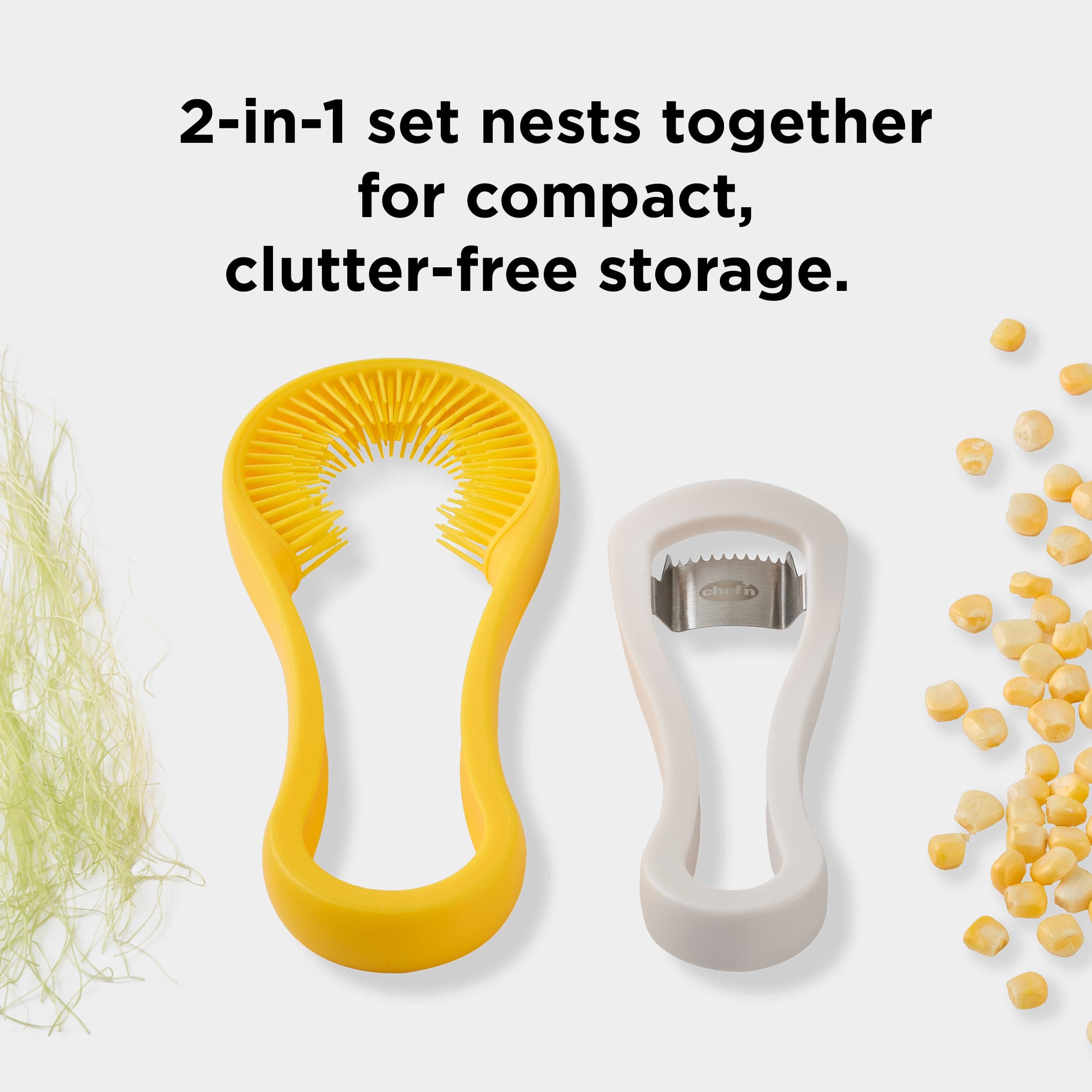 Chefn Corn Silkster & Peeler Nesting Corn Tool Set Corn Silkster & Peeler Nesting Corn Tool Set